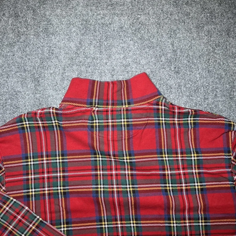 Polo Ralph Lauren Estate Rib Quarter-Zip Madras Plaid Pullover Sweater Men XL